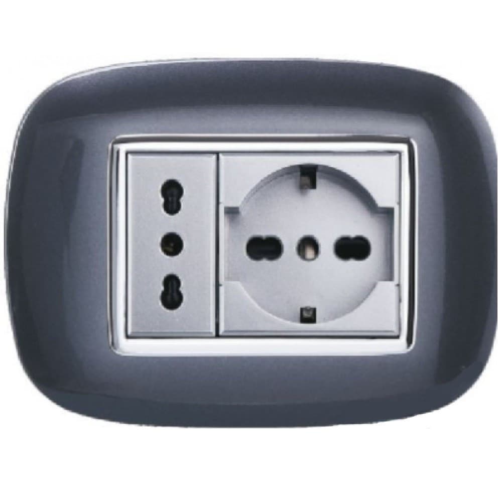 PLACCA OVAL 3 4 6 MODULI ACCIAIO SCURO COMPATIBILE CON BTICINO AXOLUTE - 5