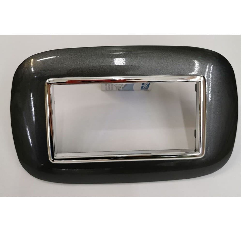 PLACCA OVAL 3 4 6 MODULI ACCIAIO SCURO COMPATIBILE CON BTICINO AXOLUTE - 4