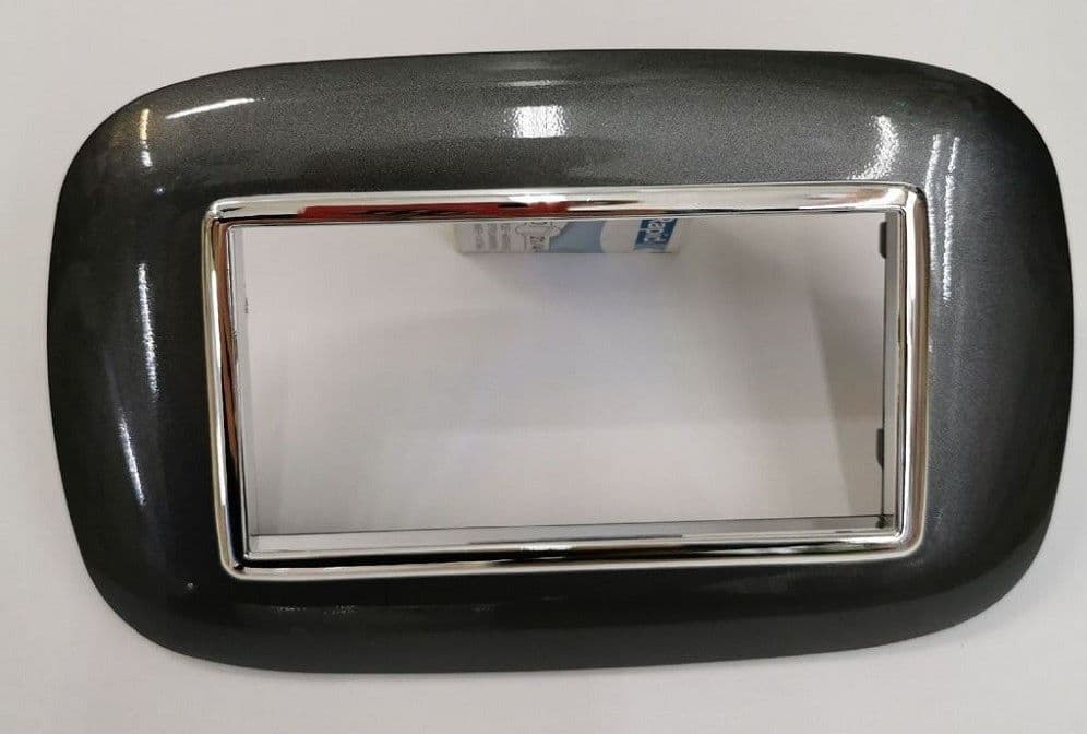 PLACCA OVAL 3 4 6 MODULI ACCIAIO SCURO COMPATIBILE CON BTICINO AXOLUTE - 3