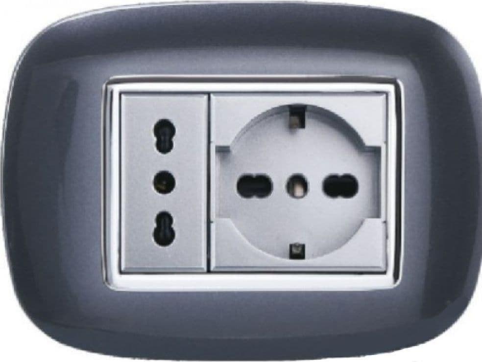 PLACCA OVAL 3 4 6 MODULI ACCIAIO SCURO COMPATIBILE CON BTICINO AXOLUTE - 2