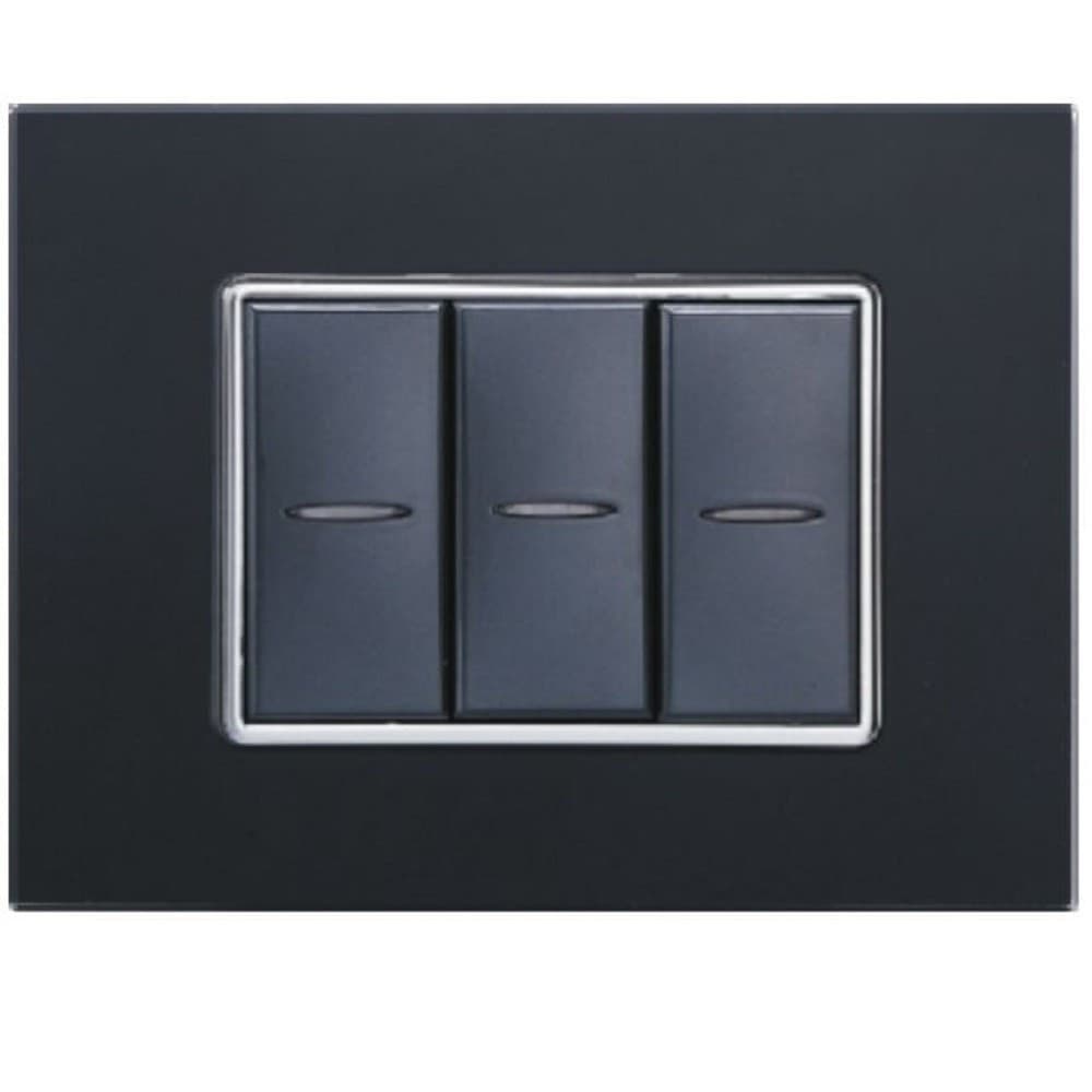 PLACCA CRISTAL 3M 4M 6M NERO EFFETTO VETRO COMPATIBILE CON BTICINO AXOLUTE - 5