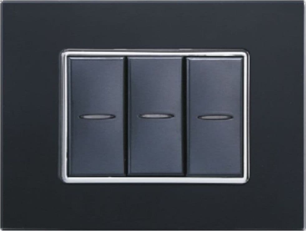 PLACCA CRISTAL 3M 4M 6M NERO EFFETTO VETRO COMPATIBILE CON BTICINO AXOLUTE - 2