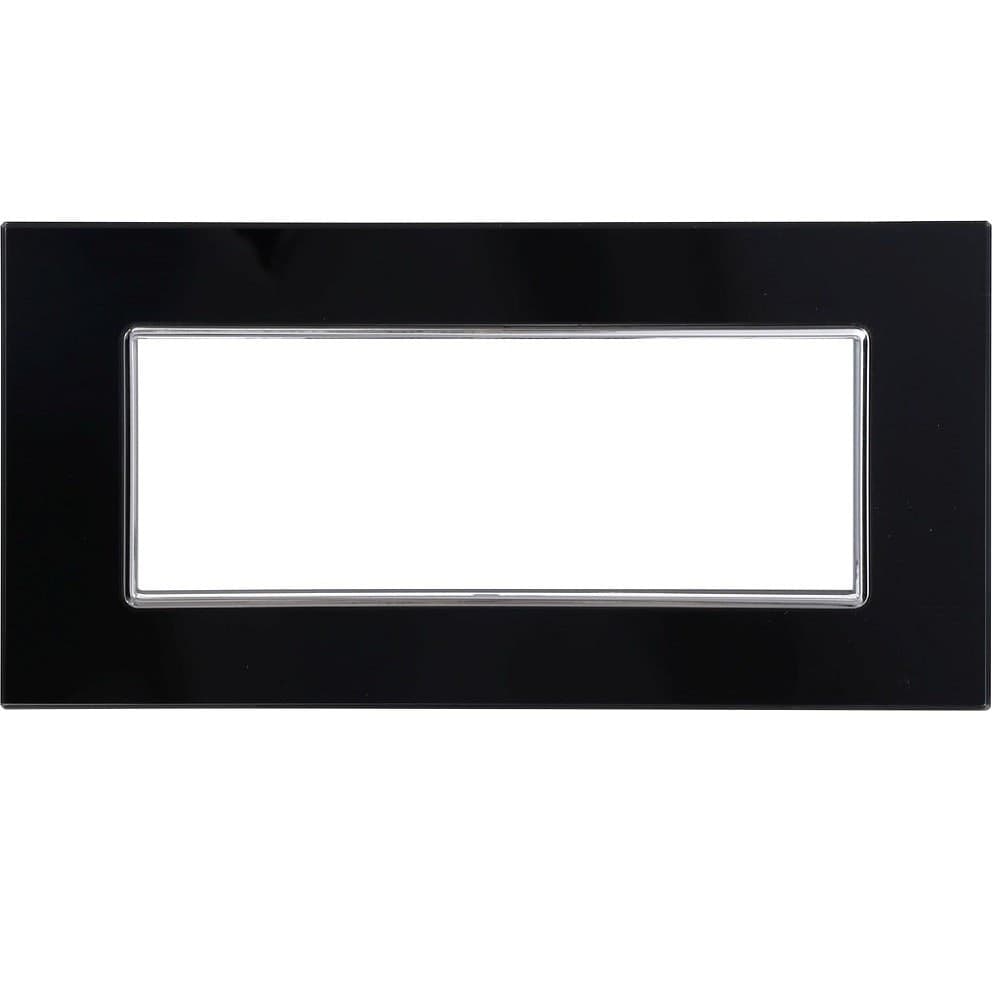 PLACCA CRISTAL 3M 4M 6M NERO EFFETTO VETRO COMPATIBILE CON BTICINO AXOLUTE - 4