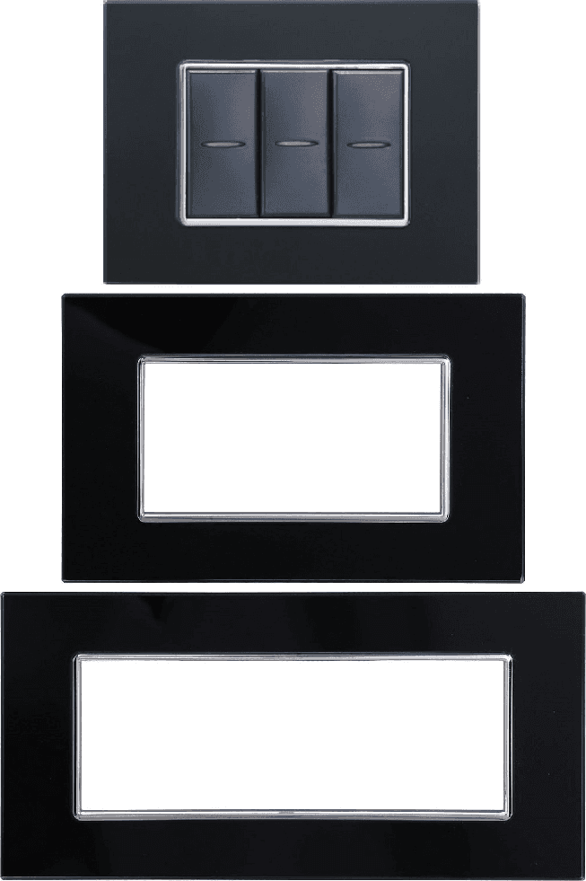 PLACCA CRISTAL 3M 4M 6M NERO EFFETTO VETRO COMPATIBILE CON BTICINO AXOLUTE