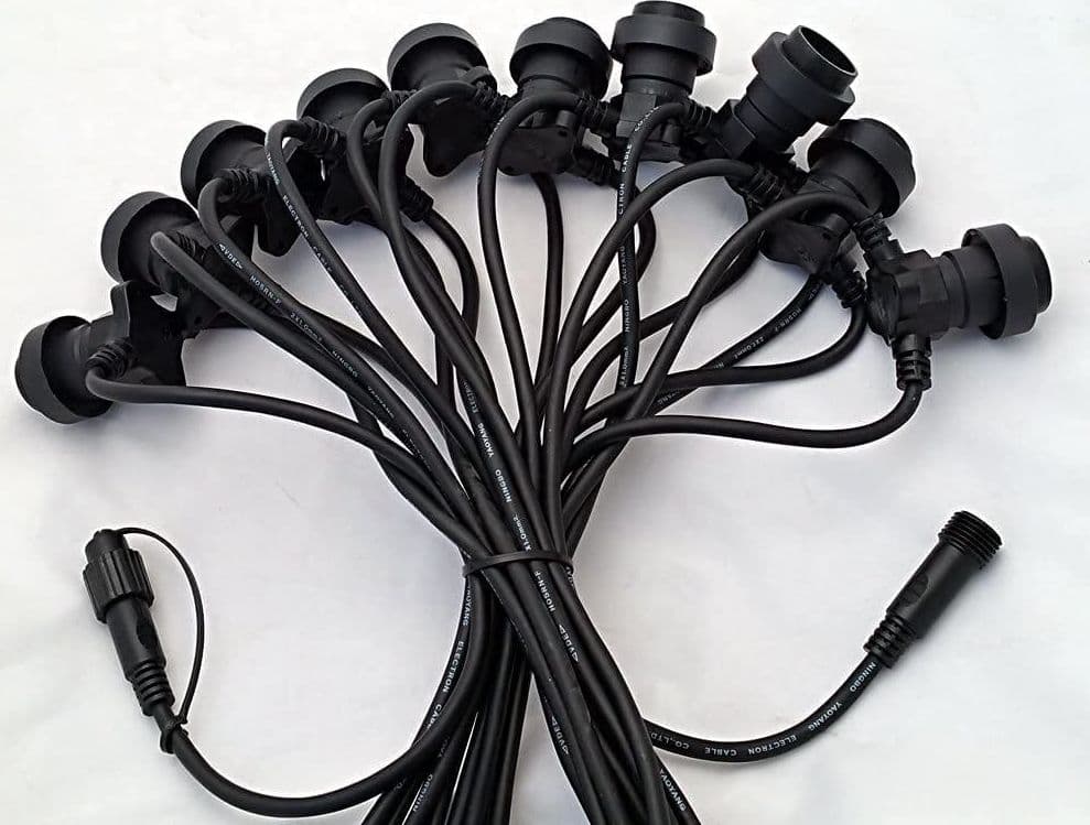 CATENA LUMINOSA LED CATENARIA CON 10 PORTALAMPADE E27 10MT PROLUNGABILE IP54 - 4