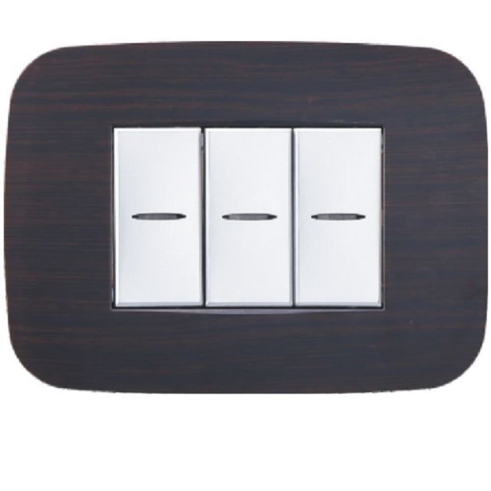 PLACCA FUTURA 3 4 6 MODULI LEGNO WENGE' COMPATIBILE CON BTICINO AXOLUTE - 5