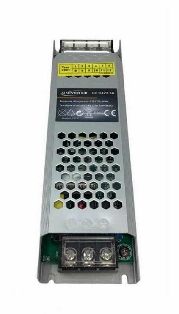 ALIMENTATORE STABILIZZATO 60W SLIM TRASFORMATORE 24V 2.5A TELECAMERE LED - 3