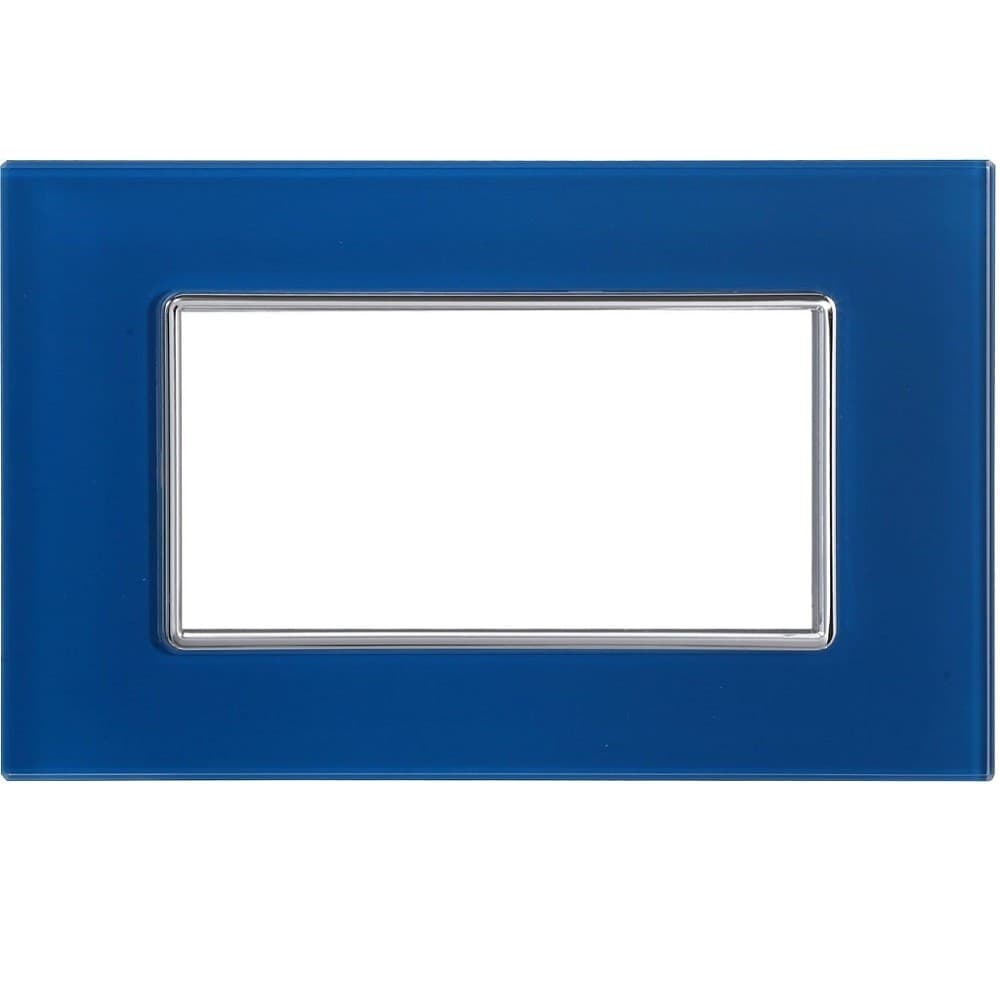 PLACCA CRISTAL 3M 4M 6M BLU CAPRI EFFETTO VETRO COMPATIBILE CON BTICINO AXOLUTE - 4