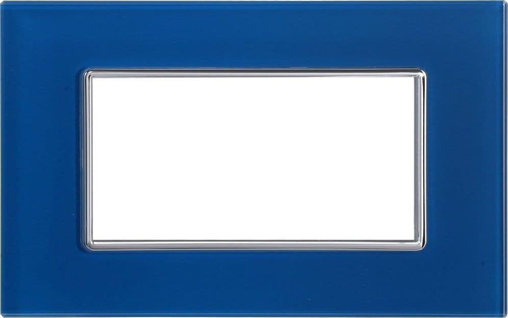 PLACCA CRISTAL 3M 4M 6M BLU CAPRI EFFETTO VETRO COMPATIBILE CON BTICINO AXOLUTE - 4