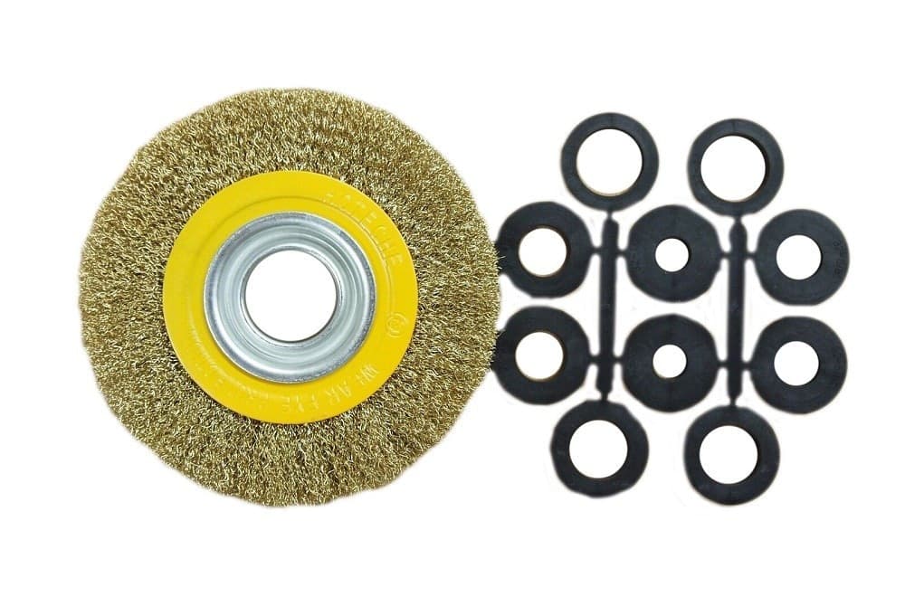 SPAZZOLA CIRCOLARE DISCO FILI ACCIAIO 150 MM 6'' PER SMERIGLIATRICE MOLA DA BANCO - 2