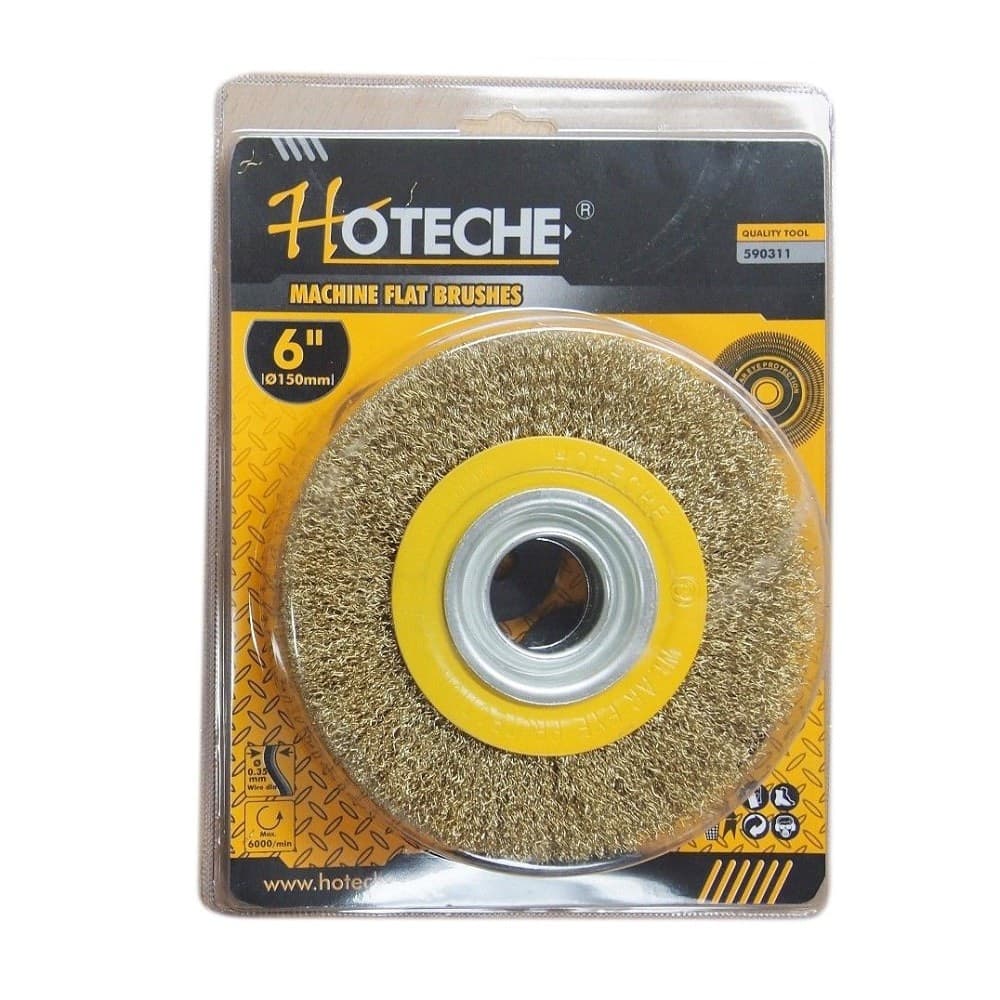 SPAZZOLA CIRCOLARE DISCO FILI ACCIAIO 150 MM 6'' PER SMERIGLIATRICE MOLA DA BANCO - 3