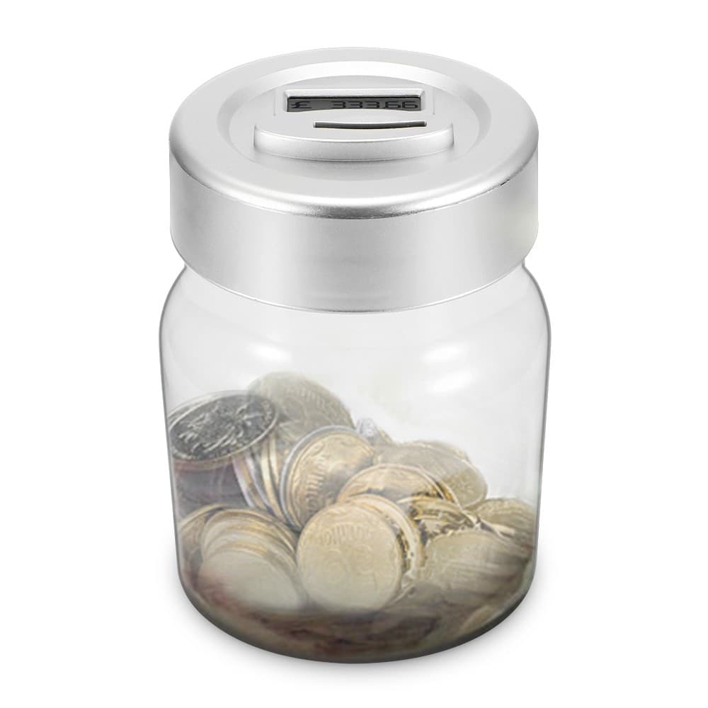 SALVADANAIO CON CONTAMONETE AUTOMATICO FORMA BARATTOLO DISPLAY LCD MONEY BOX LCD - 6