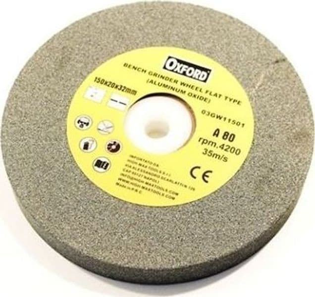DISCO MOLA DA BANCO PIETRA ABRASIVA GRANA 80 OSSIDO ALLUMINIO TIPO FLAT 150 MM - 2