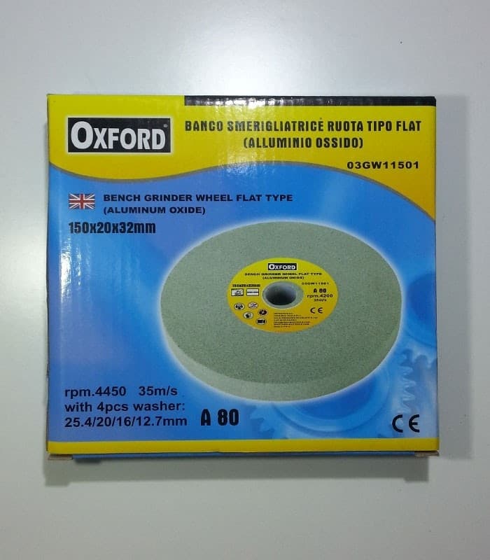 DISCO MOLA DA BANCO PIETRA ABRASIVA GRANA 80 OSSIDO ALLUMINIO TIPO FLAT 150 MM - 4