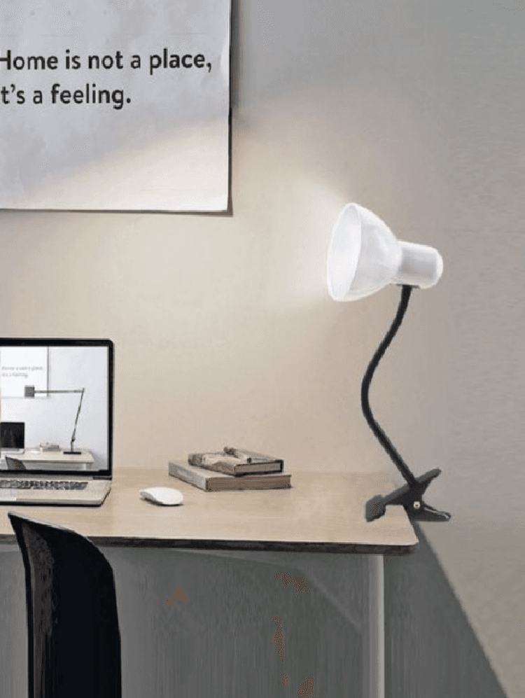 LAMPADA SNODABILE DA SCRIVANIA LUCE TAVOLO BRACCIO FLESSIBILE ORIENTABILE PINZA – Bianco – TrAdE Shop Traesio – bianco