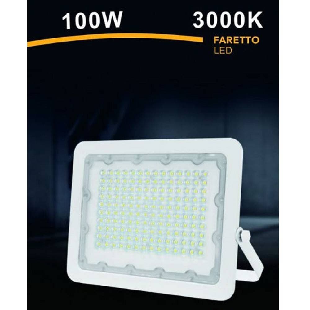 FARO LED 100W ULTRA SLIM BIANCO ESTERNO IP65 LUCE FREDDA NATURALE CALDA FS100W-B - 6