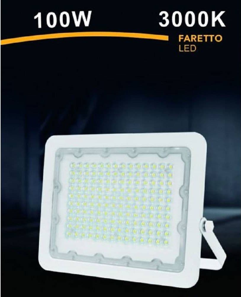 FARO LED 100W ULTRA SLIM BIANCO ESTERNO IP65 LUCE FREDDA NATURALE CALDA FS100W-B - 4