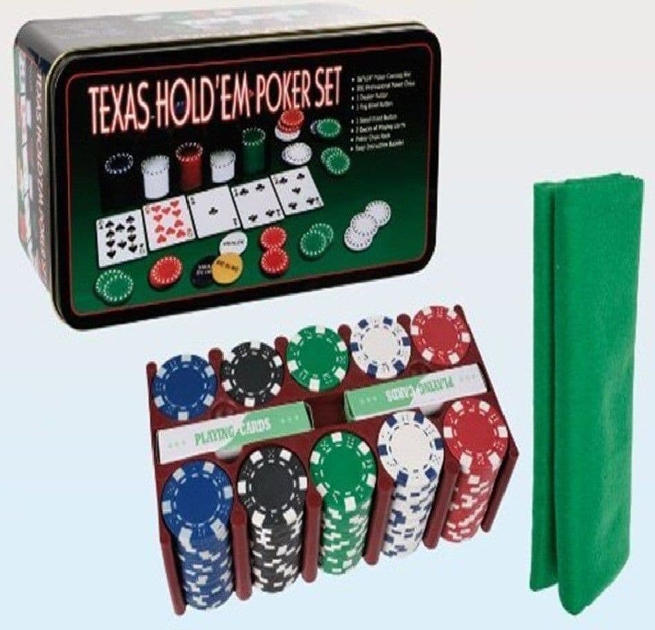 SET COFANETTO POKER TEXAS HOLDEM FICHES CHIPS PROFESSIONALE SCATOLA DI LATTA - 2