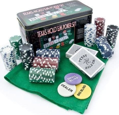SET COFANETTO POKER TEXAS HOLDEM FICHES CHIPS PROFESSIONALE SCATOLA DI LATTA - 3