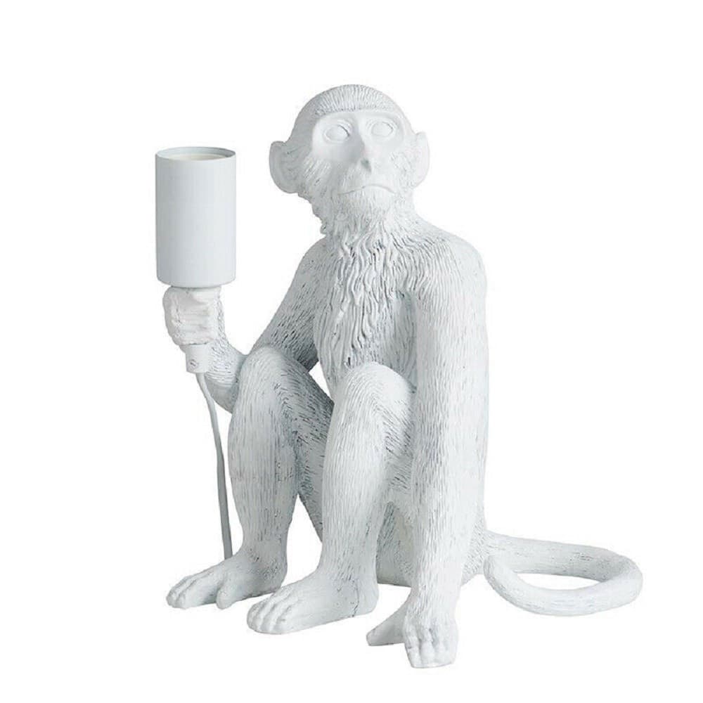 LAMPADA LUME DA SCRIVANIA E27 DECORATIVA A FORMA DI SCIMMIA BIANCA ABAT JOU D07 - 2