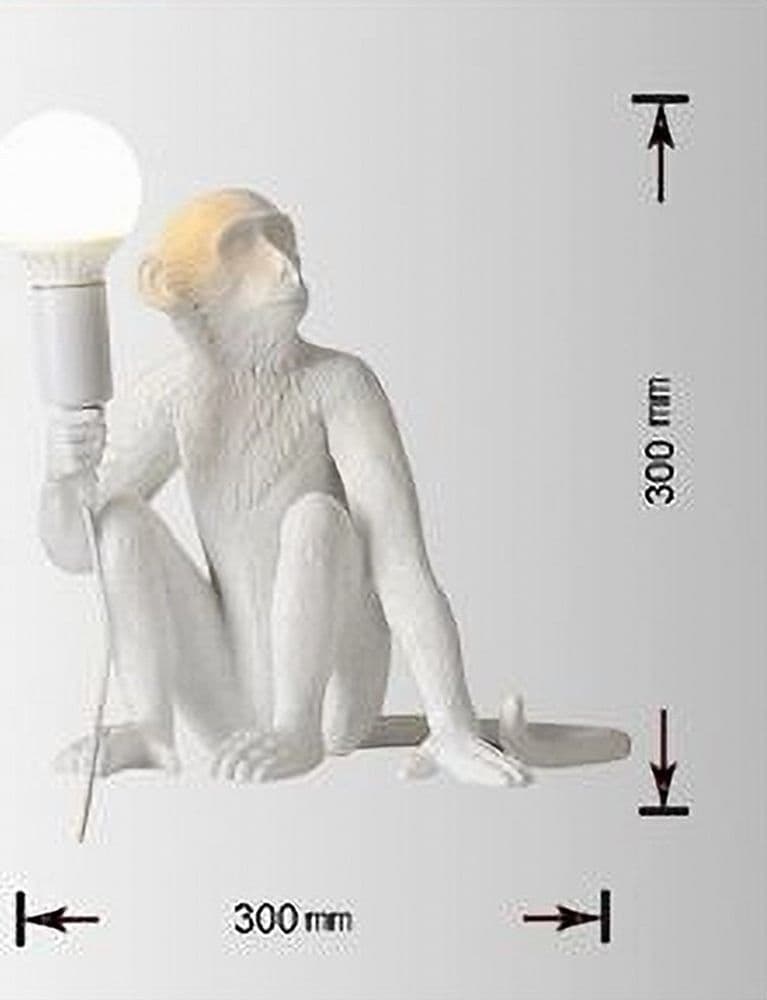 LAMPADA LUME DA SCRIVANIA E27 DECORATIVA A FORMA DI SCIMMIA BIANCA ABAT JOU D07 - 4