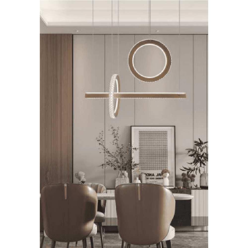 LAMPADARIO LED 80W A SOSPENSIONE LUCE 6500K 4000K EFFETTO CRISTALLO MODERNO LP-23 - 8