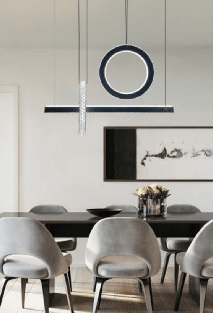 LAMPADARIO LED 80W A SOSPENSIONE LUCE 6500K 4000K EFFETTO CRISTALLO MODERNO LP-23 – Bianco Freddo, Nero – industriale