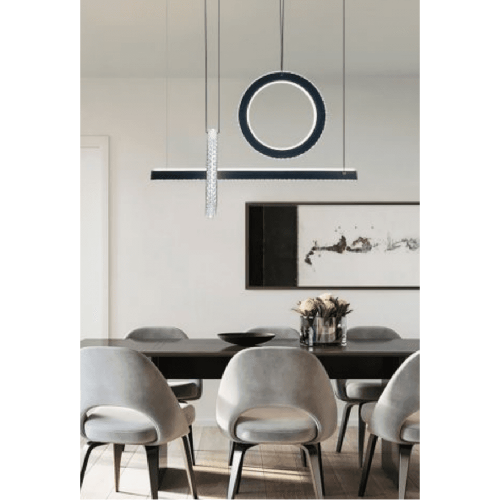 LAMPADARIO LED 80W A SOSPENSIONE LUCE 6500K 4000K EFFETTO CRISTALLO MODERNO LP-23 - 6