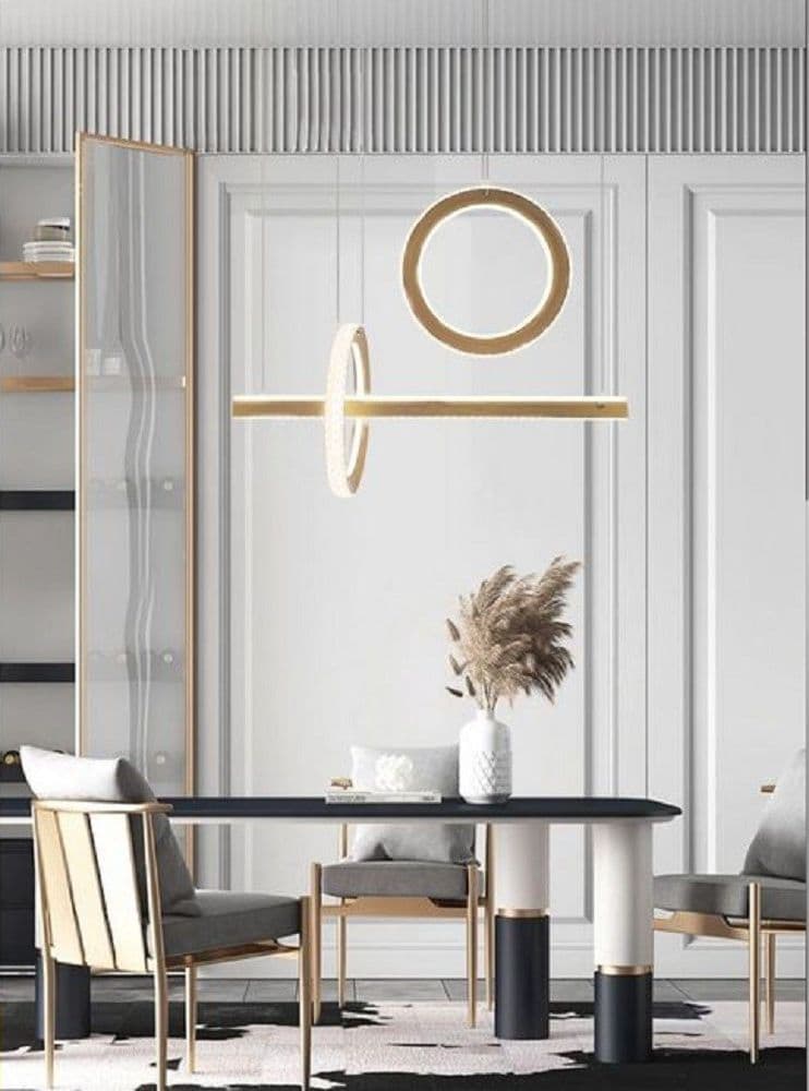 LAMPADARIO LED 80W A SOSPENSIONE LUCE 6500K 4000K EFFETTO CRISTALLO MODERNO LP-23 – Oro, Bianco Naturale – bambù