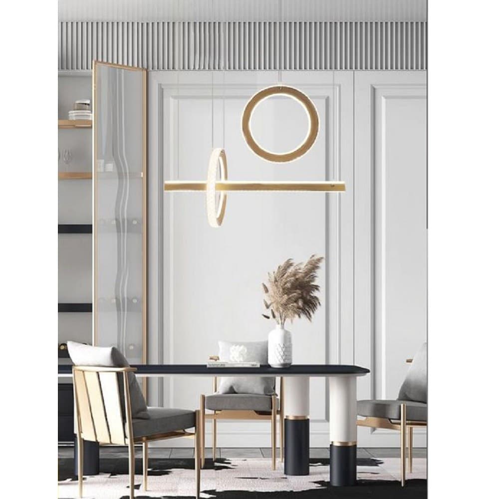 LAMPADARIO LED 80W A SOSPENSIONE LUCE 6500K 4000K EFFETTO CRISTALLO MODERNO LP-23 - 9