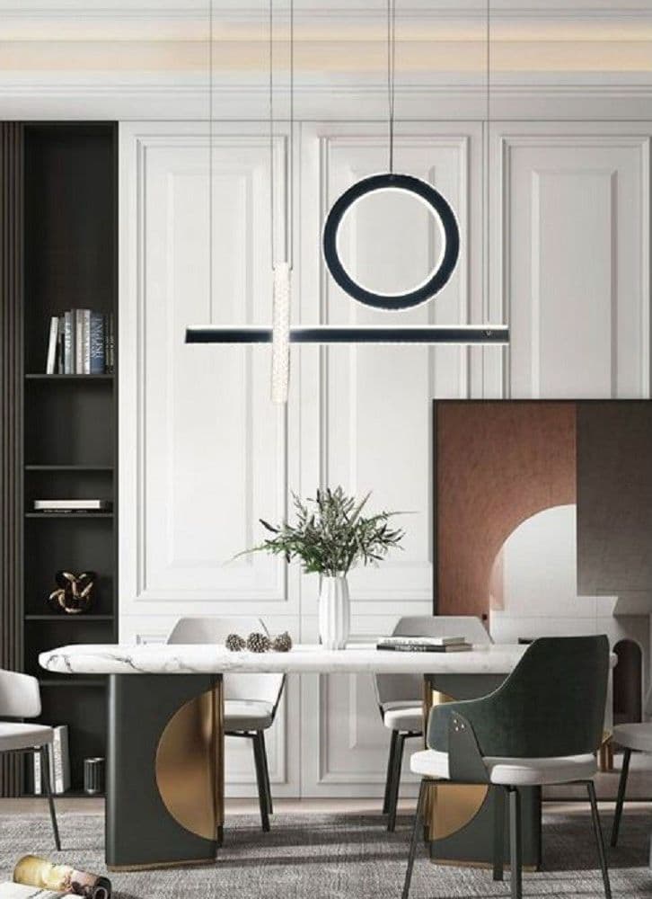 LAMPADARIO LED 80W A SOSPENSIONE LUCE 6500K 4000K EFFETTO CRISTALLO MODERNO LP-23 – Nero, Bianco Naturale – specchio