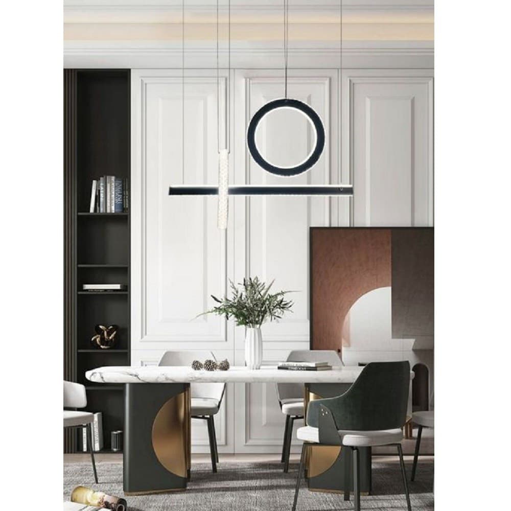 LAMPADARIO LED 80W A SOSPENSIONE LUCE 6500K 4000K EFFETTO CRISTALLO MODERNO LP-23 - 7