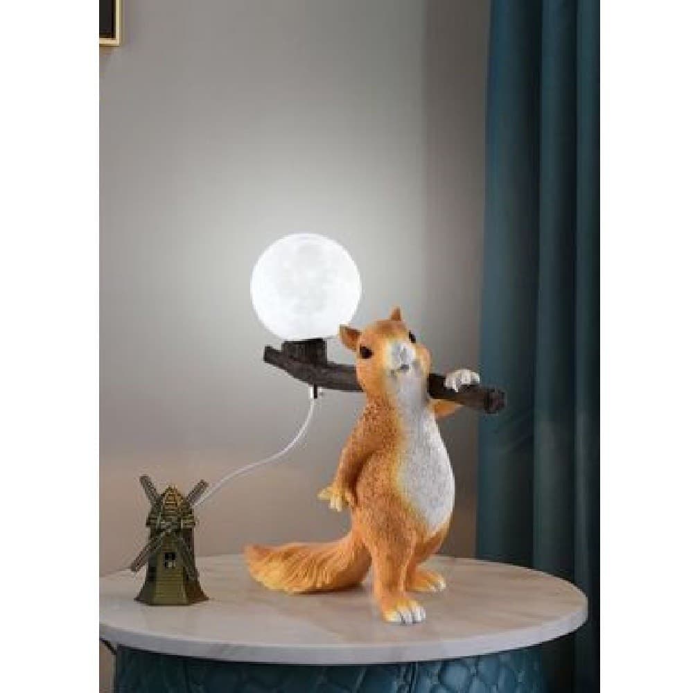 LAMPADA DA TAVOLO DECORATIVA A FORMA DI SCOIATTOLO IN RESINA LUME MODERNO G9 D06 - 8