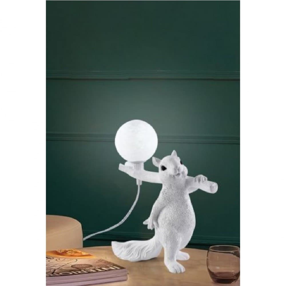 LAMPADA DA TAVOLO DECORATIVA A FORMA DI SCOIATTOLO IN RESINA LUME MODERNO G9 D06 - 9