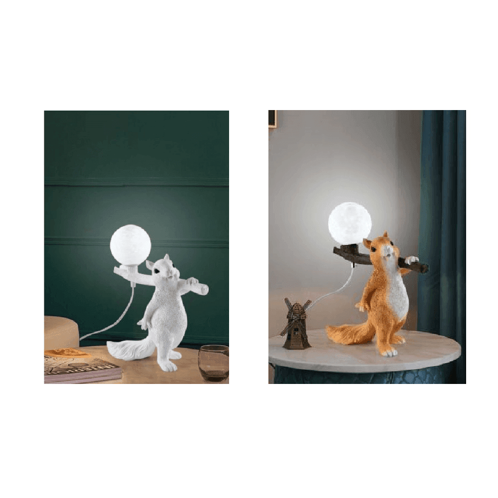 LAMPADA DA TAVOLO DECORATIVA A FORMA DI SCOIATTOLO IN RESINA LUME MODERNO G9 D06 - 1