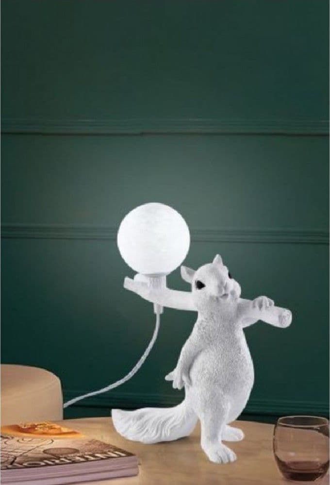 LAMPADA DA TAVOLO DECORATIVA A FORMA DI SCOIATTOLO IN RESINA LUME MODERNO G9 D06 - 2