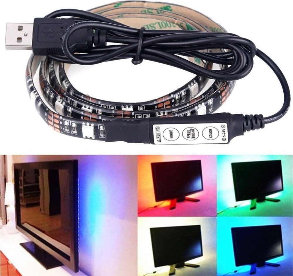 STRIP LED RGB STRISCIA 200CM CON ATTACCO USB PER RETROILLUMINAZIONE TELEVISORE - 2