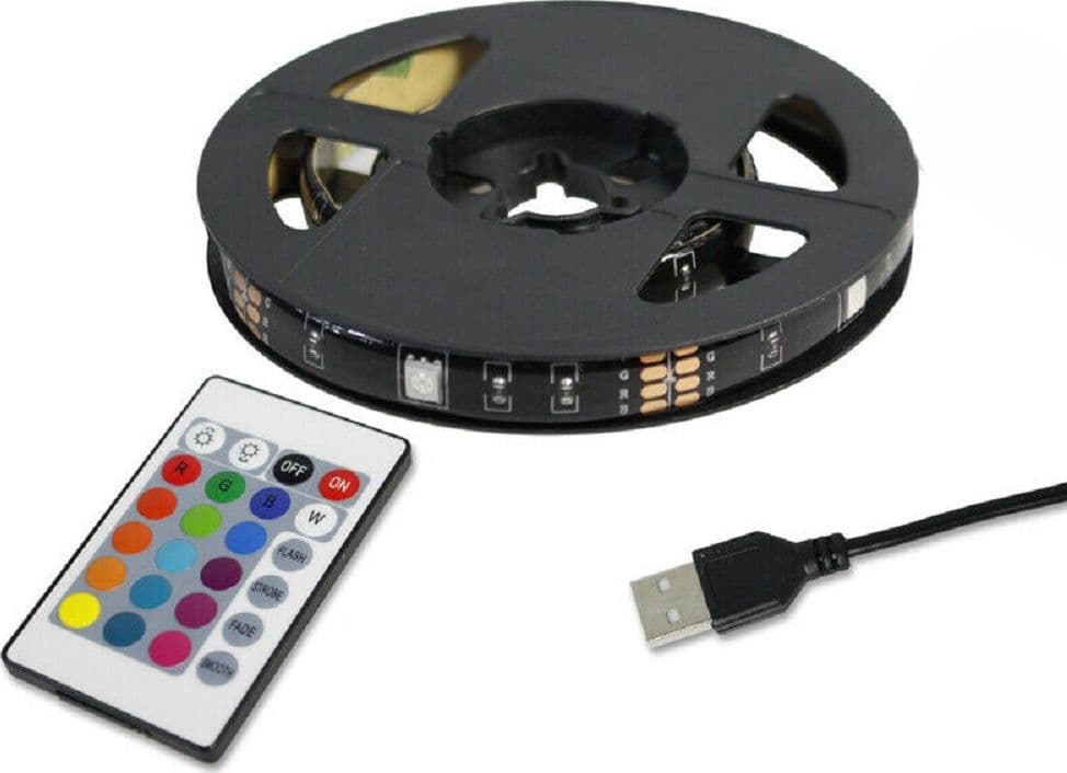 KIT TV STRISCIA STRIP LED USB RGB 5V PER RETROILLUMINAZIONE 2 MT 3 MT 5 MT - 3