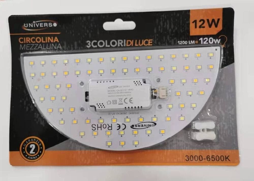 CIRCOLINA A MEZZALUNA DISCO LED CALAMITA 12W 3 TONI DI COLORE LUCE 1200LM CA-3C - 2