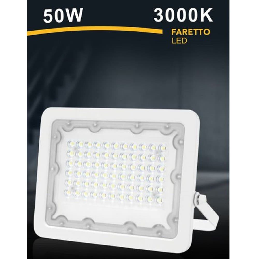 FARO LED 50W FARETTO ULTRA SLIM BIANCO ESTERNO LUCE NATURALE FREDDA CALDA FS50W-B - 5