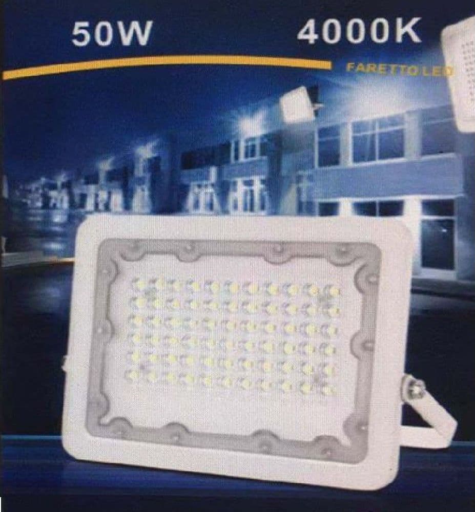 FARO LED 50W FARETTO ULTRA SLIM BIANCO ESTERNO LUCE NATURALE FREDDA CALDA FS50W-B - 3