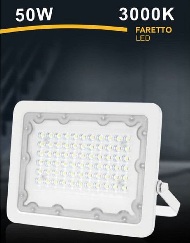 FARO LED 50W FARETTO ULTRA SLIM BIANCO ESTERNO LUCE NATURALE FREDDA CALDA FS50W-B - 4
