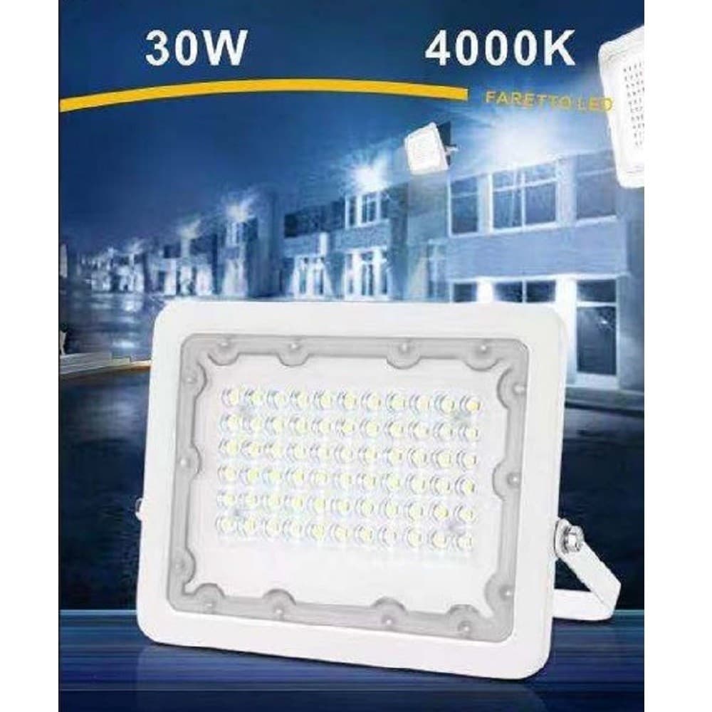 FARO LED 30W FARETTO ULTRA SLIM BIANCO ESTERNO LUCE FREDDA NATURALE CALDA FS30W-B - 5