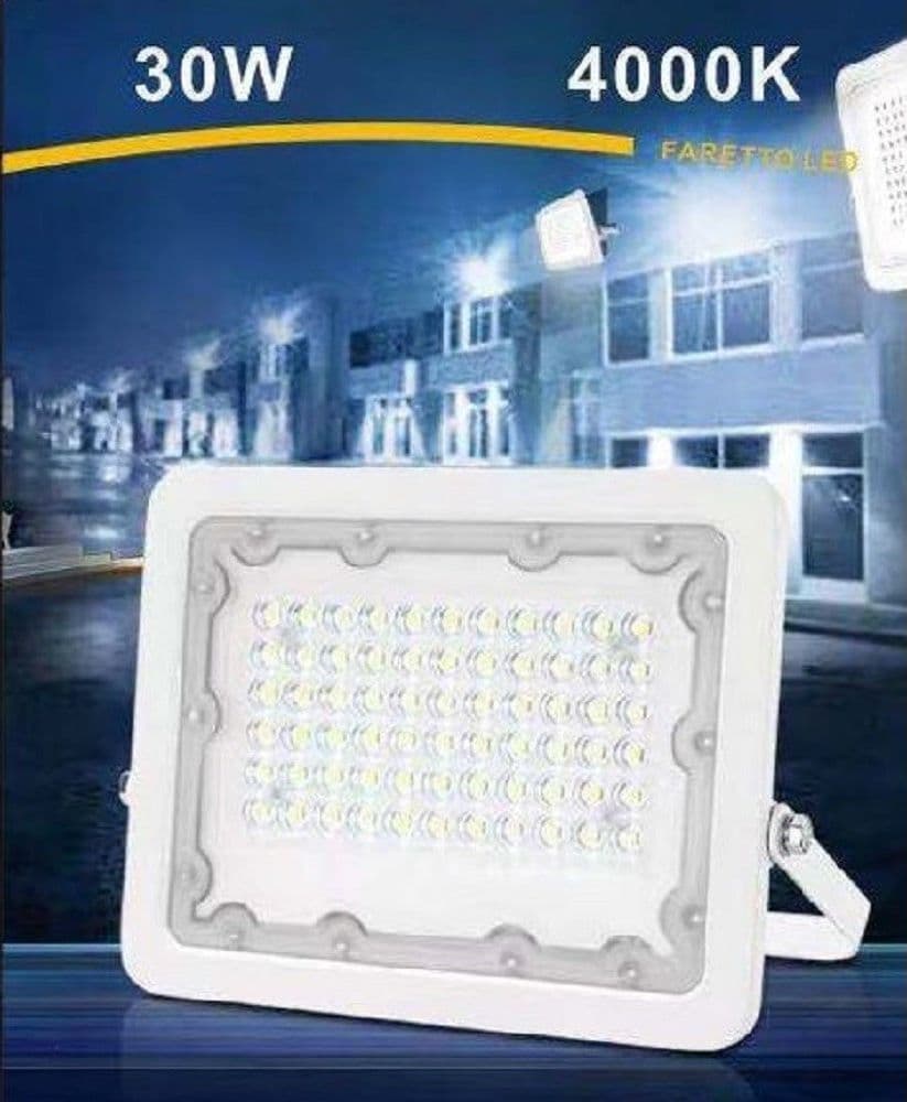 FARO LED 30W FARETTO ULTRA SLIM BIANCO ESTERNO LUCE FREDDA NATURALE CALDA FS30W-B - 2