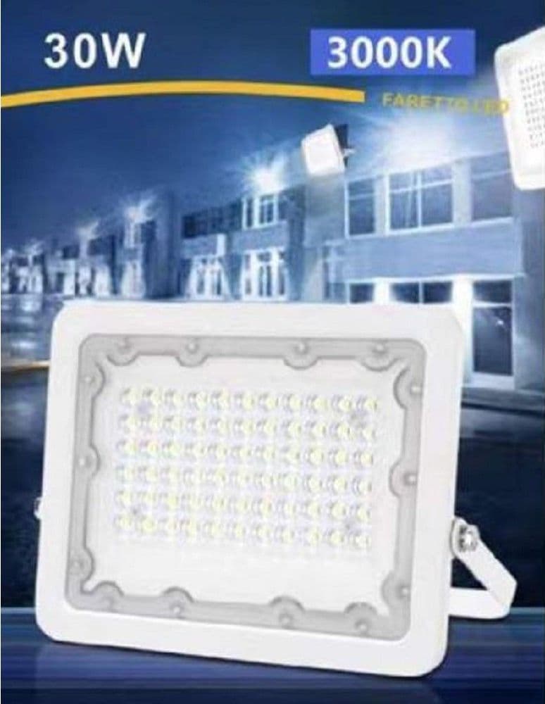 FARO LED 30W FARETTO ULTRA SLIM BIANCO ESTERNO LUCE FREDDA NATURALE CALDA FS30W-B - 4