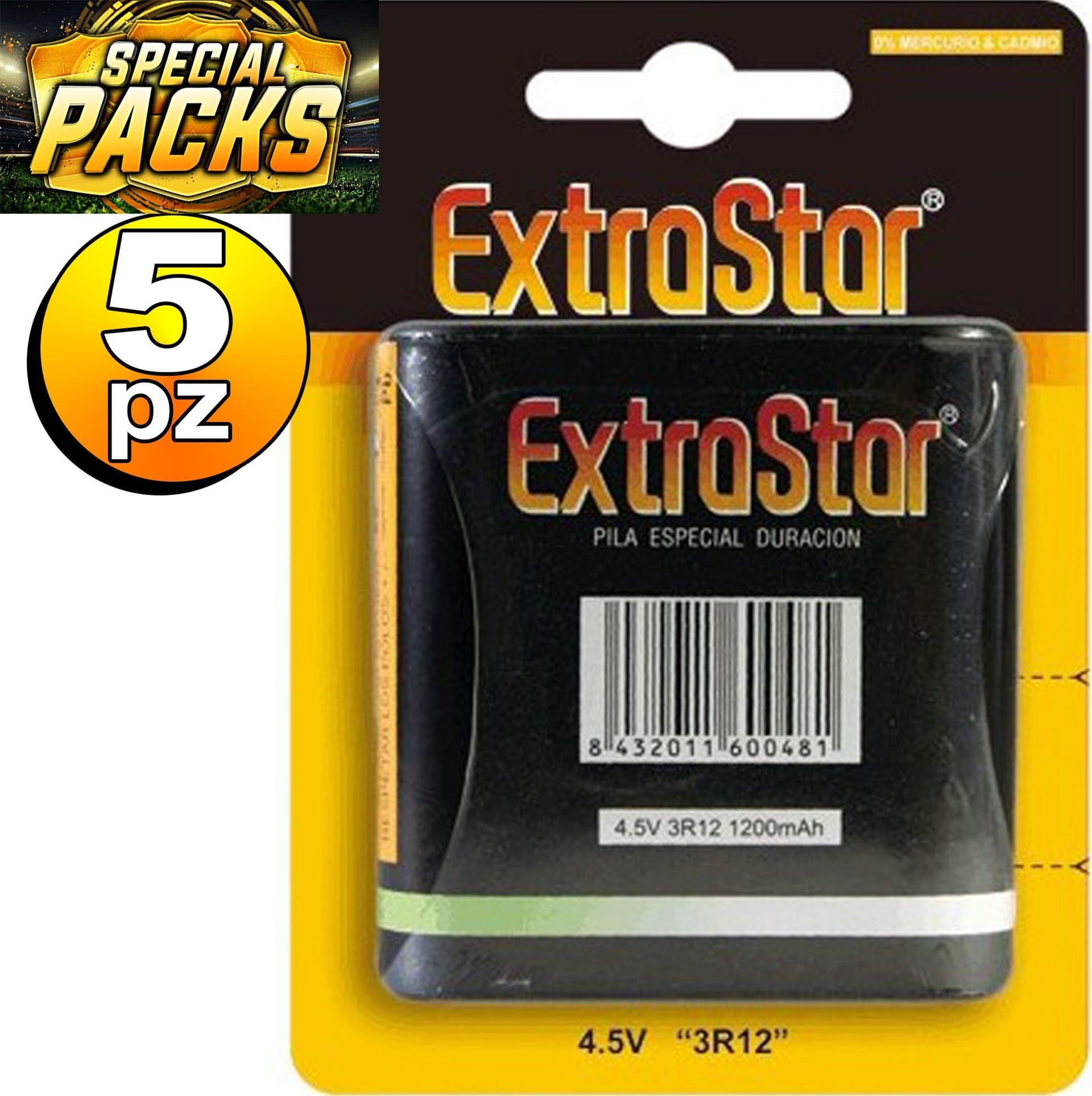 SET 5 PEZZI BATTERIA PILA BATTERIA ZINCO CARBONE 4,5V 4.5V 3LR12 PIATTA ALCALINA - 2