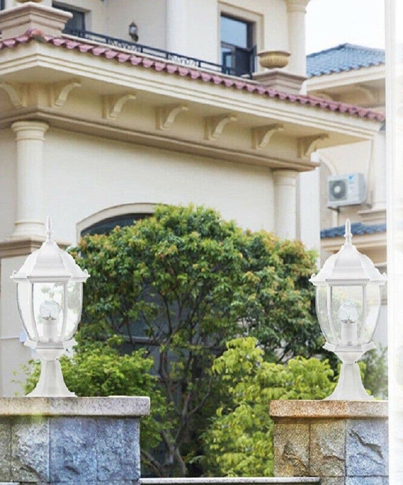 LAMPIONE DA GIARDINO 48CM LANTERNA IN VETRO E27 LUCE DA ESTERNO ALLUMINIO ES45 - 7