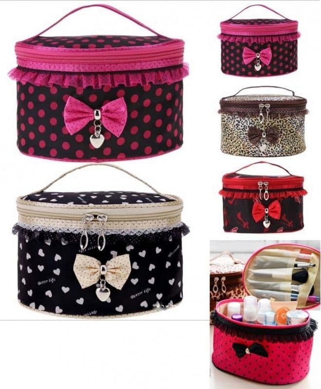 BEAUTY CASE BORSELLO TRUCCO FIOCCO MAKE UP TROUSSE KIT VIAGGIO ORGANIZZATORE