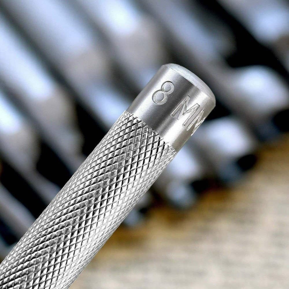 SET 12 FUSTELLE PUNZONI IN ACCIAIO PER CUOIO LAMIERE STOFFA PELLE LEGNO 3-19 MM - 2