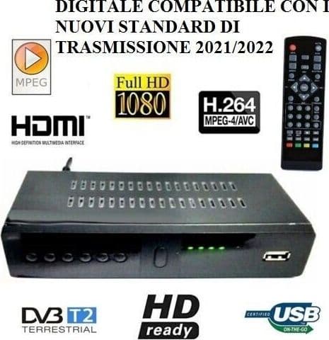 DECODER RICEVITORE DIGITALE TERRESTRE DVB-T TV SCART HDMI ANTENNA 1080P REG PVR - 5